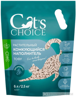 Растительный комкующийся наполнитель тофу Cat's choice без аромата
- отзывы