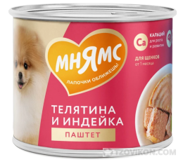 
                            Влажный корм Мнямс На каждый день Паштет из телятины и индейки для щенков &laquo;ПРАВИЛЬНОЕ РАЗВИТИЕ&raquo;
                         - отзывы