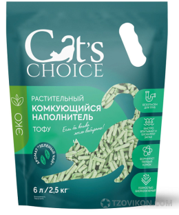 
                            Растительный комкующийся наполнитель тофу Cat's choice с ароматом "Зеленый чай"
                         - отзывы