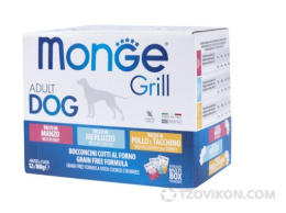 
                            Влажный корм Monge Dog Grill для собак с говядиной, с треской, с курицей и индейкой, бокс с паучами 12 шт х 100 г
                         - отзывы